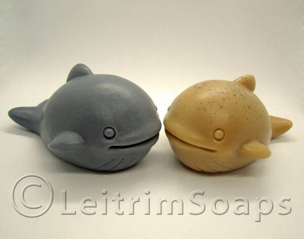 Pair of Whale Soaps (Grey & Beige)