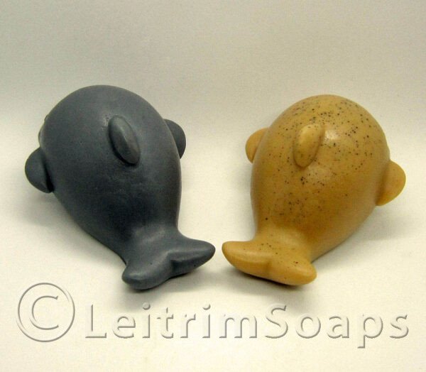 Pair of Whale Soaps (Grey & Beige)